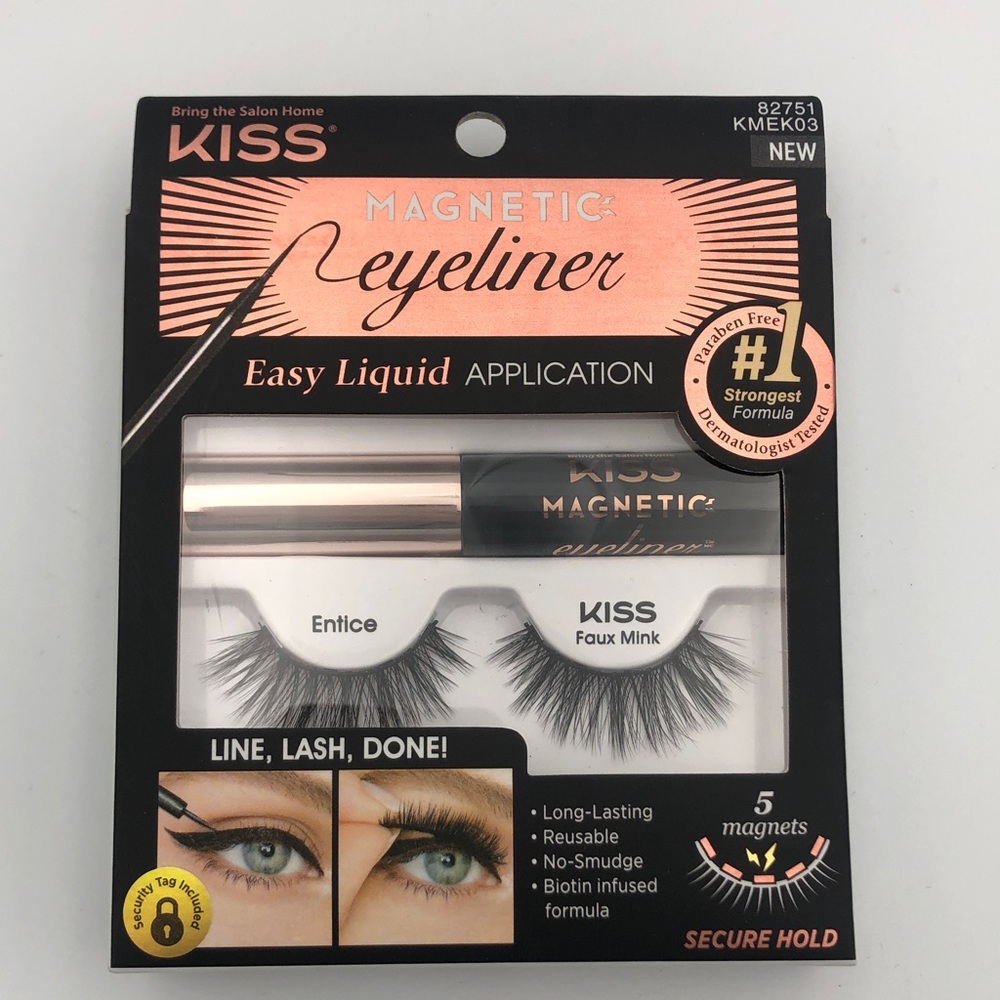 Kiss Magnetic Eyeliner with Faux Mink Lashes - Entice- Black